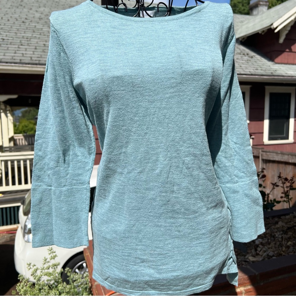 J. Jill Light Blue Women's Sweatshirt 100% cotton long sleeve‎ 3/4